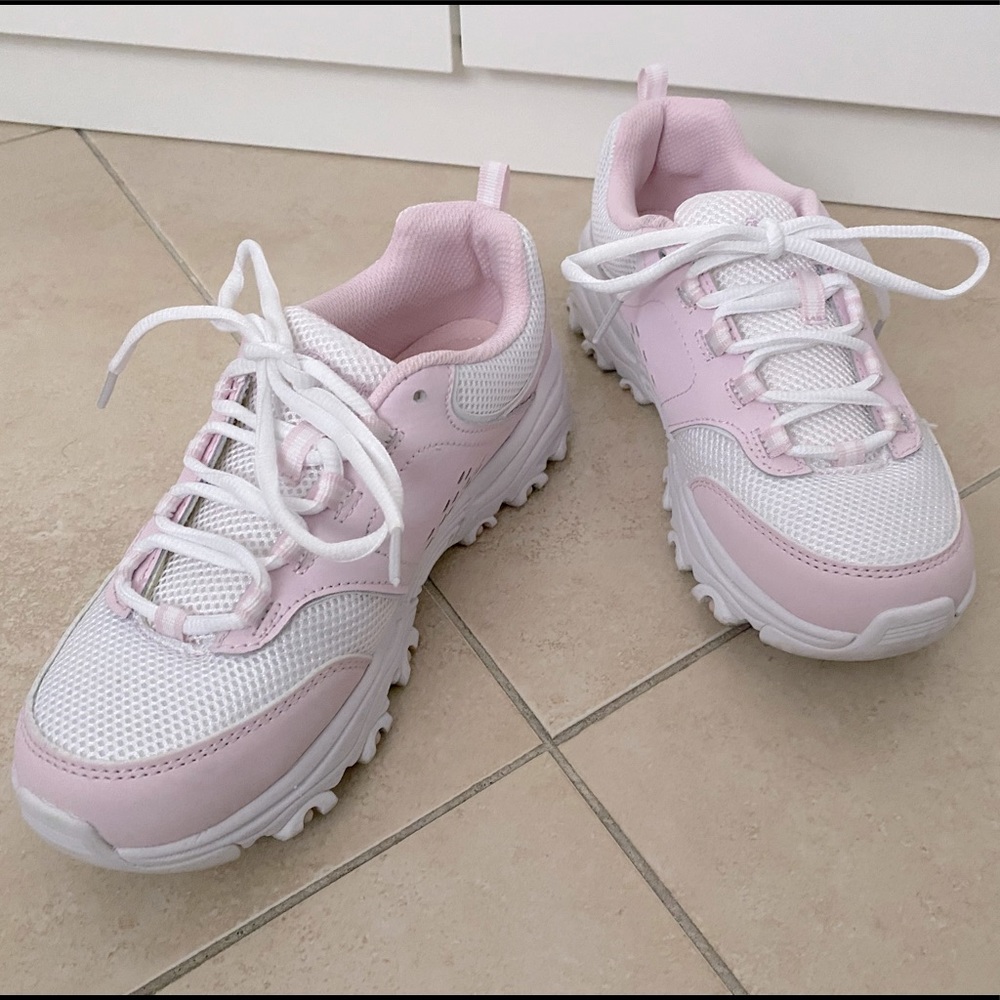 Light pink and white Champion sneakers
